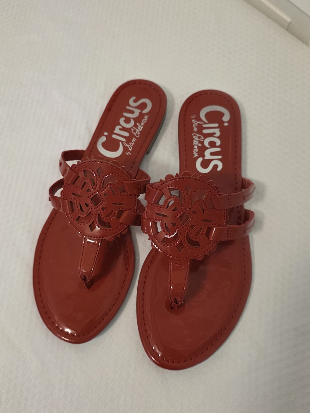EC Circus by Sam Edelman Glossy Red Decorative Thong Sandals Size 8.5